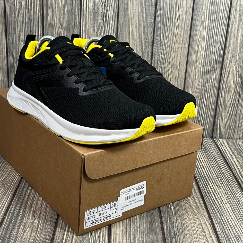 Ortho Rest ST7300 Wide Toe Box Sneaker Men 10 Black Yellow Athletic Walking Shoe